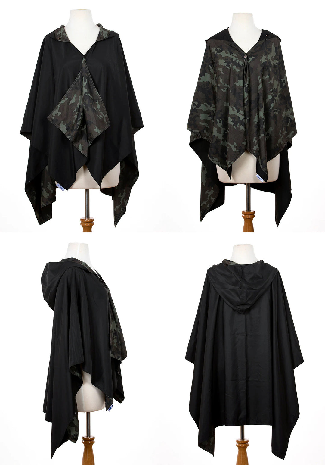 Black & Camouflage RAINRAP | Women's Rain Wrap Jacket - fashionable and practical rain gear by RAINRAPS