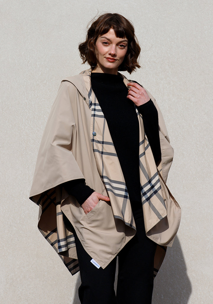 Camel & Plaid RAINRAP | Women's Rain Wrap Jacket - fashionable and practical rain gear by RAINRAPS