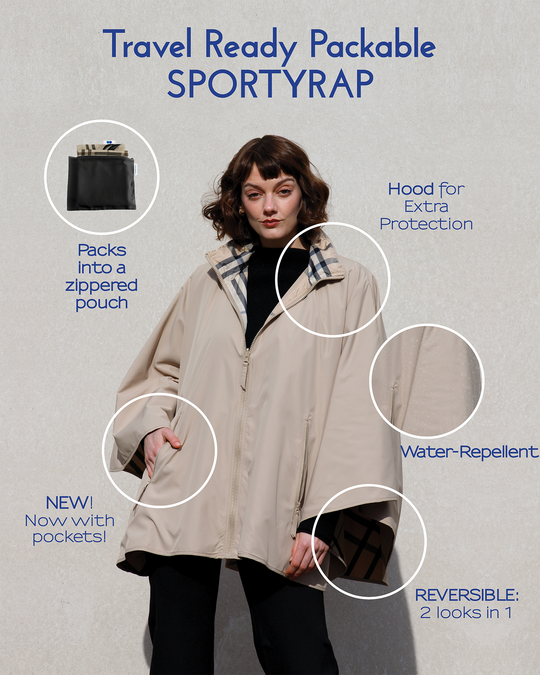 Camel & Plaid SPORTYRAP | Woman's Rain Jacket - fashionable and practical rain gear by RAINRAPS