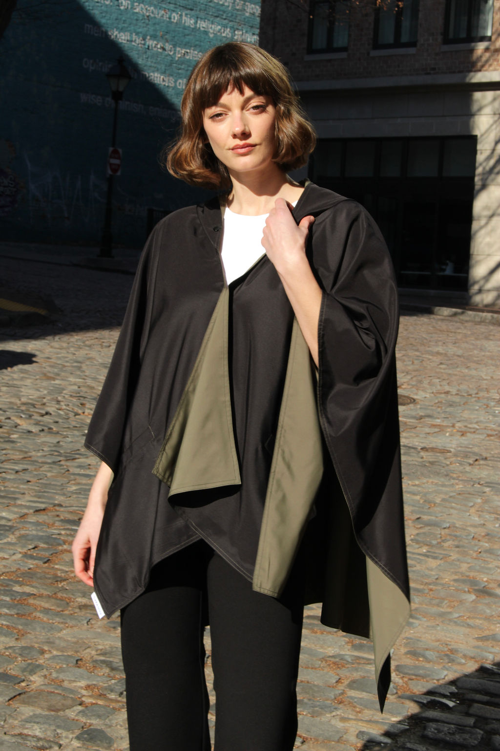 Black & Olive RAINRAP | Women's Rain Wrap Jacket - fashionable and practical rain gear by RAINRAPS