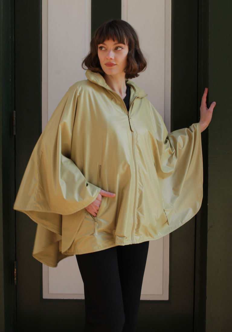 Olive Gold SPORTYRAP | Woman's Rain Jacket - fashionable and practical rain gear by RAINRAPS