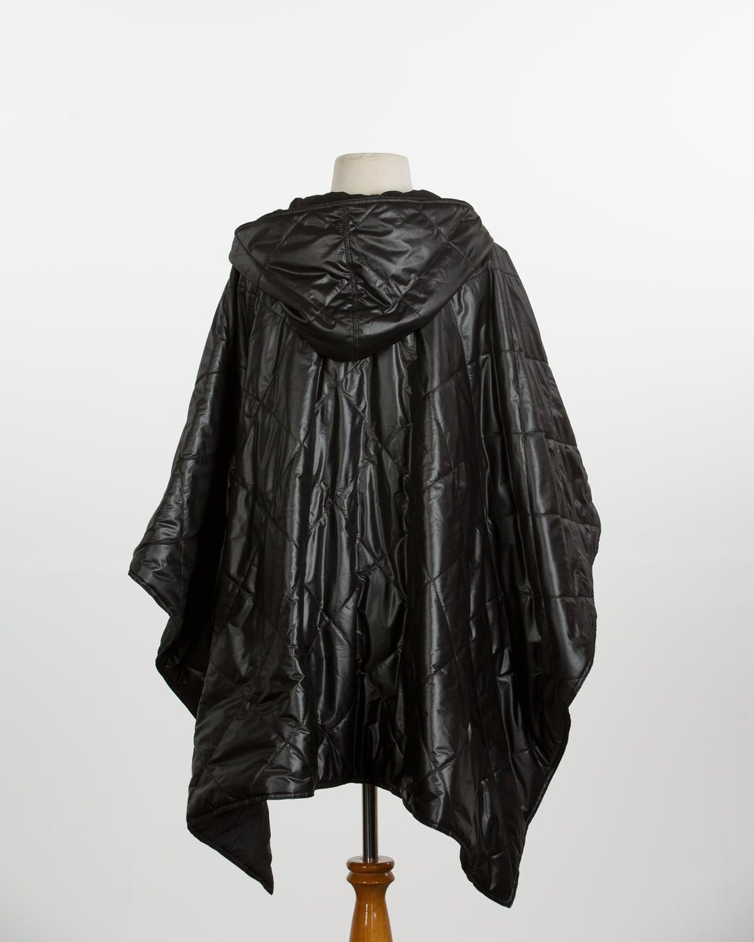 Shiny Black PUFFERRAP | Women's Rain Poncho