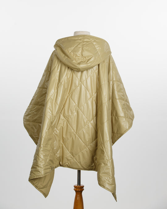 Shiny Olive Gold PUFFERRAP | Women's Rain Poncho