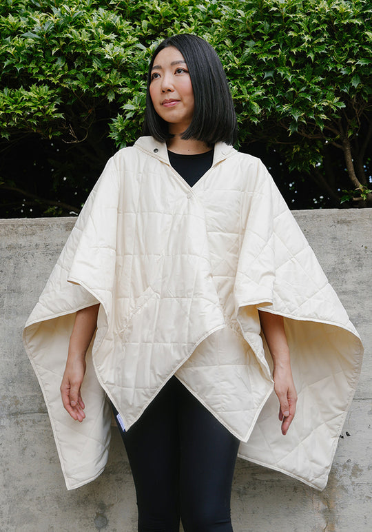 Shiny Ivory PUFFERRAP | Women's Rain Poncho