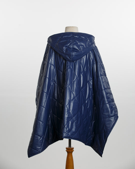 Shiny Navy PUFFERRAP | Women's Rain Poncho