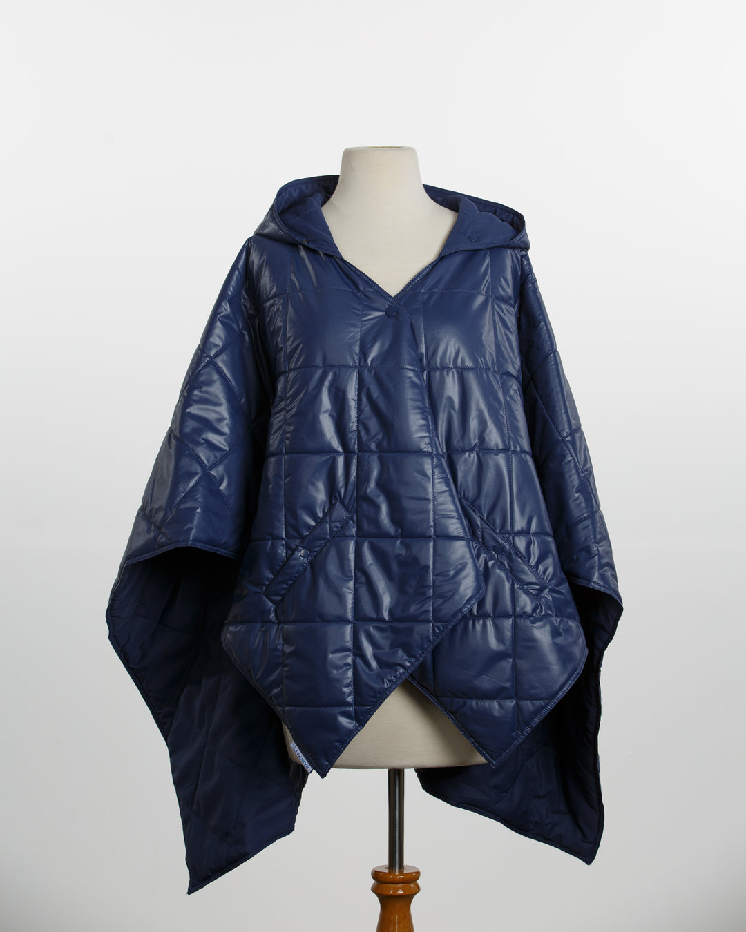 Shiny Navy PUFFERRAP | Women's Rain Poncho