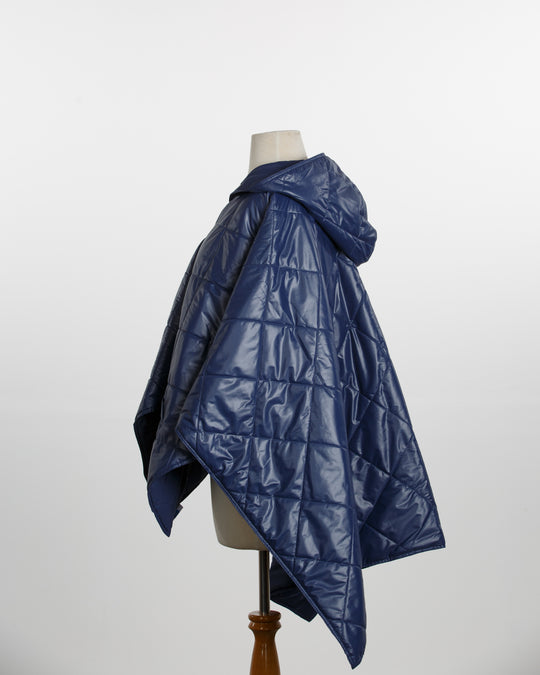 Shiny Navy PUFFERRAP | Women's Rain Poncho