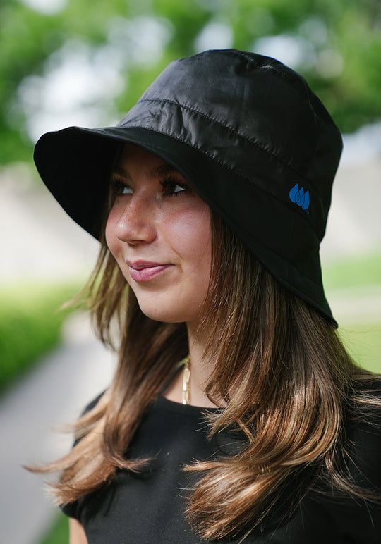 Shiny Black RAINCAP | Women's Bucket Hat