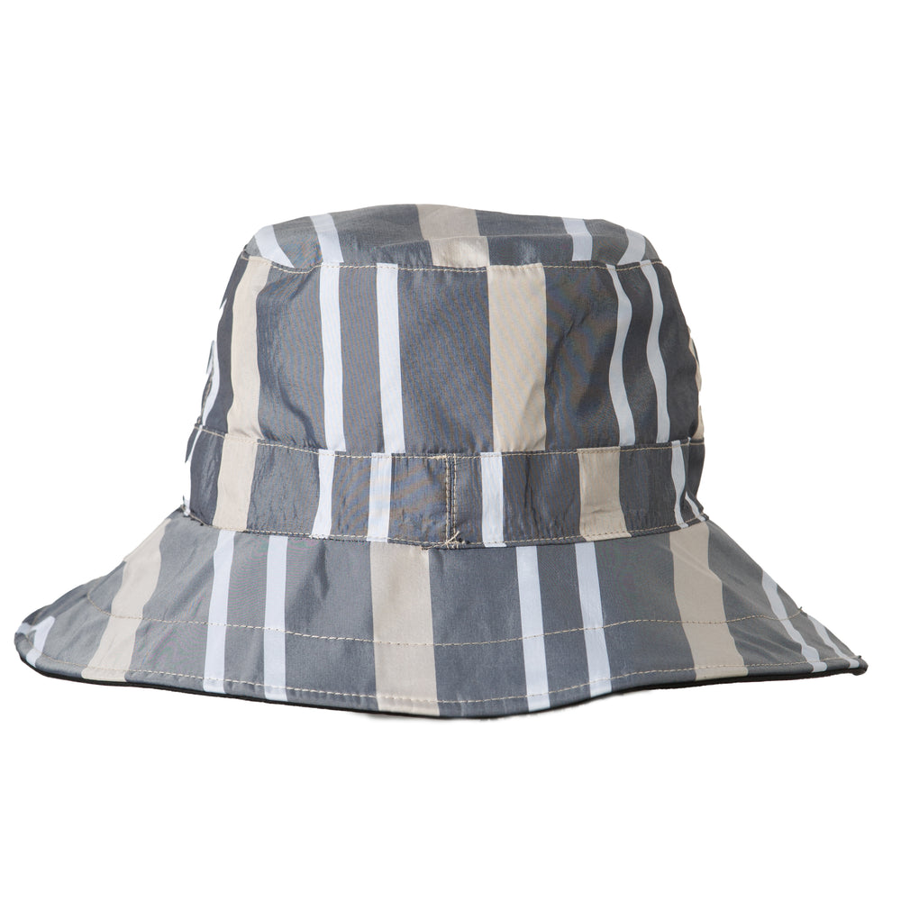 Camel & Cabana Stripe RAINCAP | Women's Bucket Hat - fashionable and practical rain gear by RAINRAPS