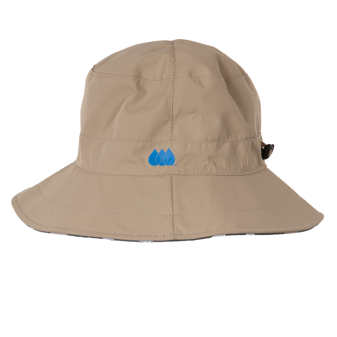 Camel & Cabana Stripe RAINCAP | Women's Bucket Hat - fashionable and practical rain gear by RAINRAPS