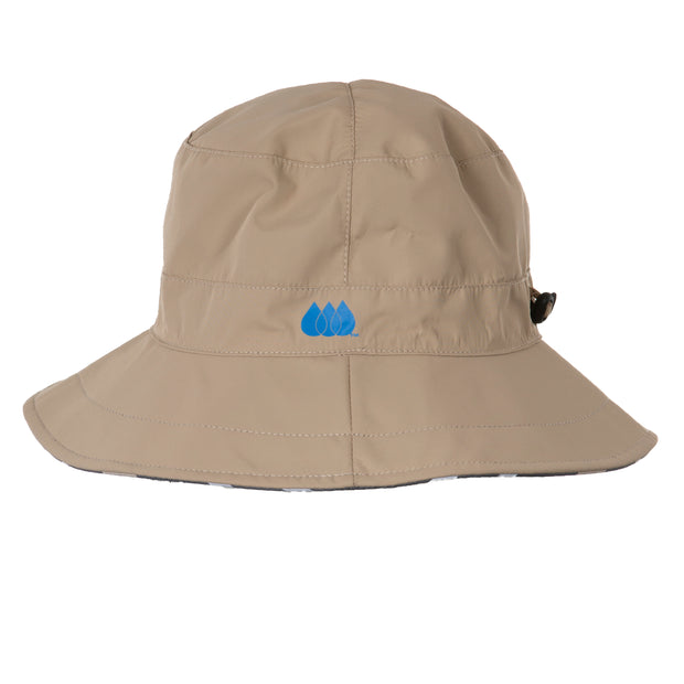 Camel & Cabana Stripe RAINCAP | Women's Bucket Hat - fashionable and practical rain gear by RAINRAPS