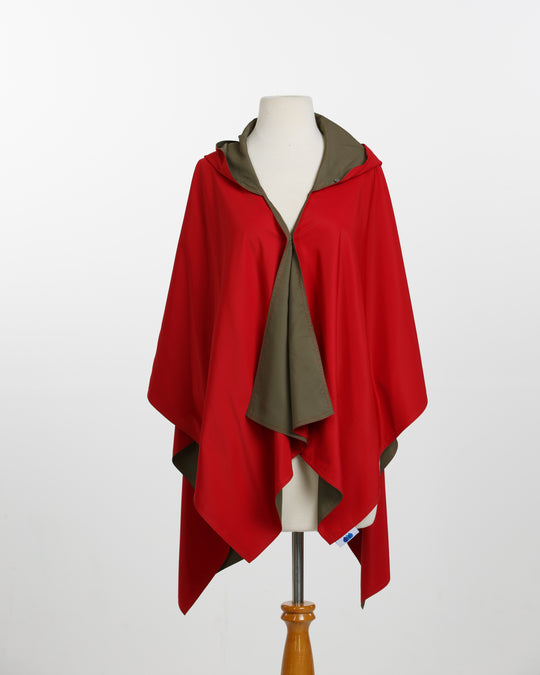 Olive & Red RAINRAP | Women's Rain Wrap Jacket - fashionable and practical rain gear by RAINRAPS