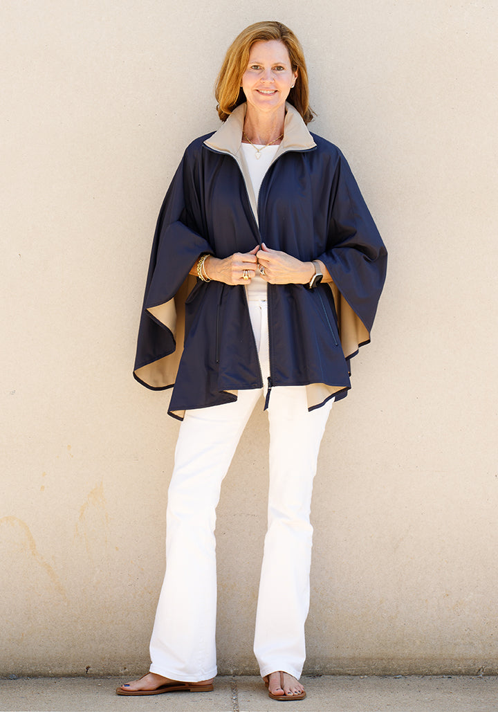 Navy & Camel SPORTYRAP | Woman's Rain Jacket (Pre-Order Shipping July 27)