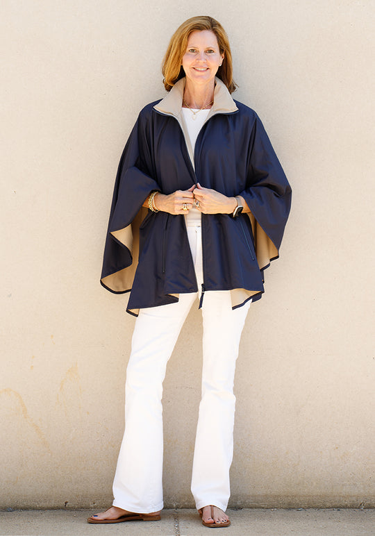 Navy & Camel SPORTYRAP | Woman's Rain Jacket (Pre-Order Shipping July 27)