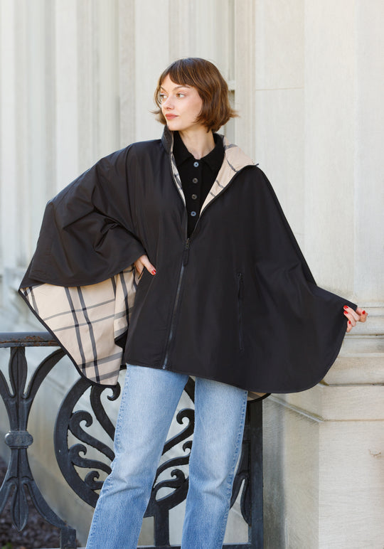 Black & Plaid SPORTYRAP | Woman's Rain Jacket