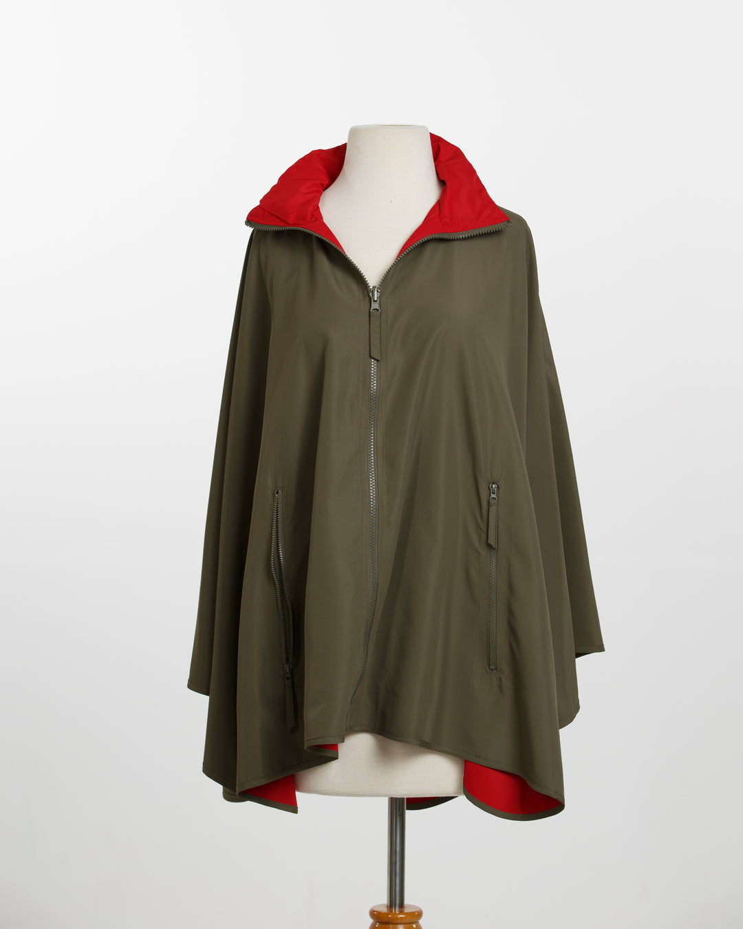 Olive & Red SPORTYRAP | Woman's Rain Jacket - fashionable and practical rain gear by RAINRAPS