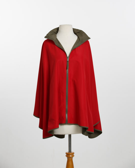 Olive & Red SPORTYRAP | Woman's Rain Jacket - fashionable and practical rain gear by RAINRAPS