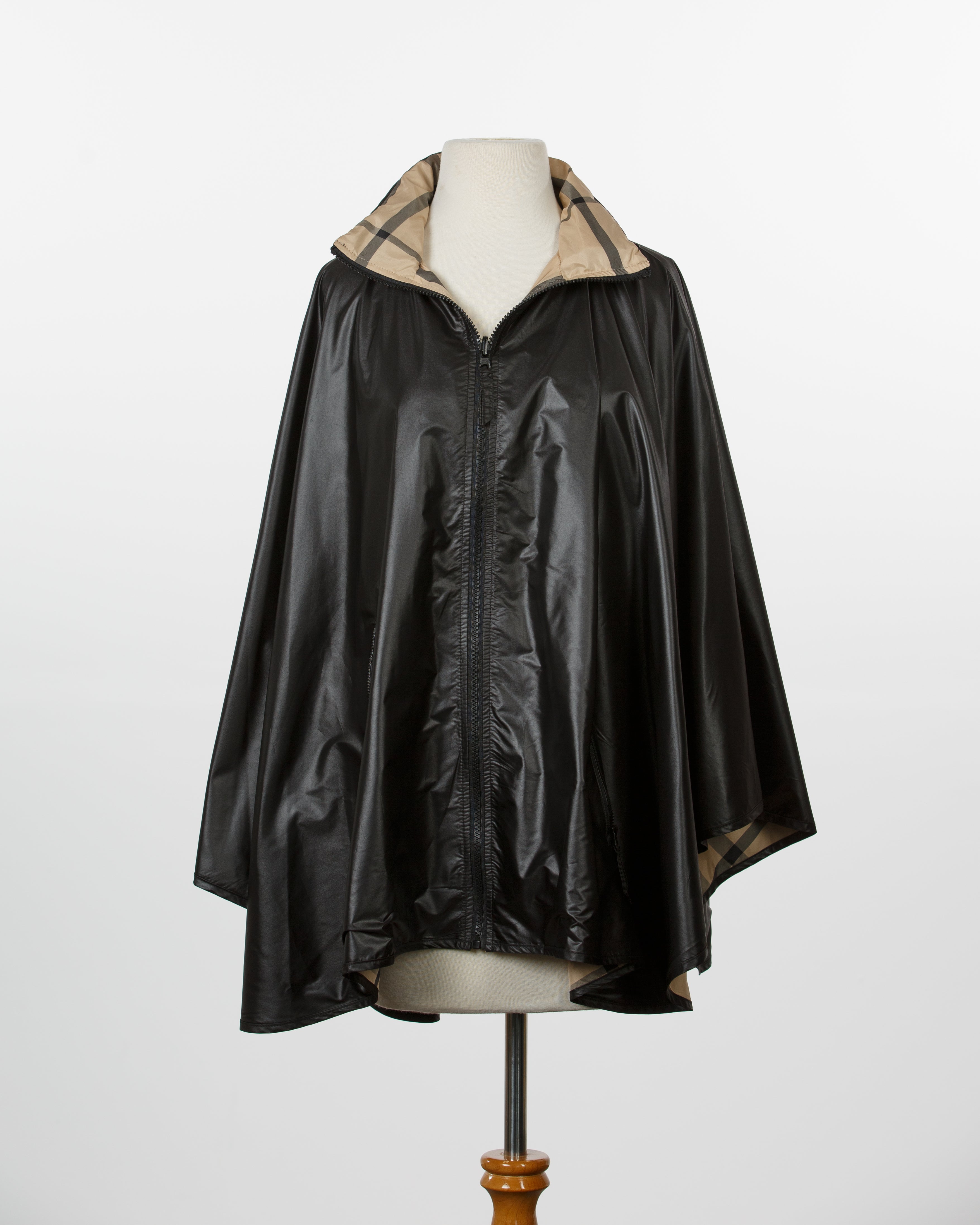 rainmaker｜wrap coat Black Sheen & Plaid SPORTYRAP | Woman's Rain Jacket – RAINRAPS