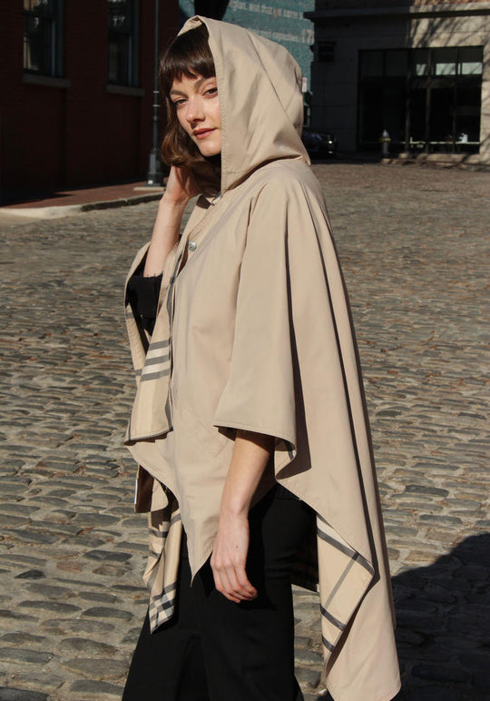 Camel & Plaid RAINRAP | Women's Rain Wrap Jacket - fashionable and practical rain gear by RAINRAPS