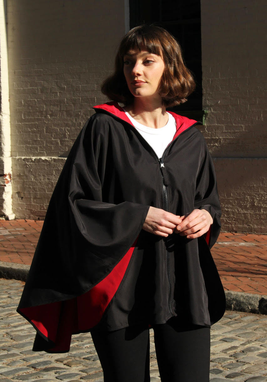 Black & Red SPORTYRAP | Sport Poncho - fashionable and practical rain gear by RAINRAPS