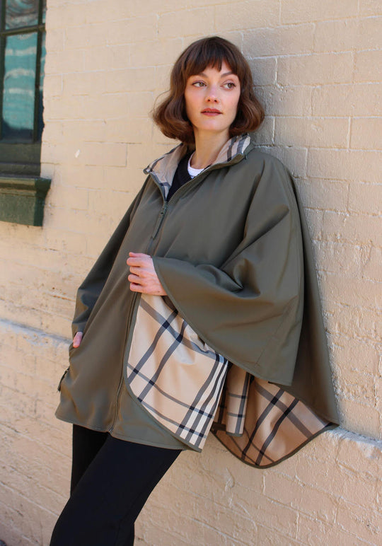 Olive & Plaid SPORTYRAP | Woman's Rain Jacket - fashionable and practical rain gear by RAINRAPS