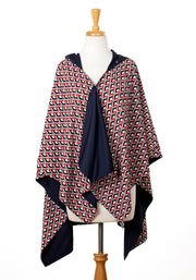 Hooded Navy & Red Diamonds RAINRAP - fashionable and practical rain gear by RAINRAPS