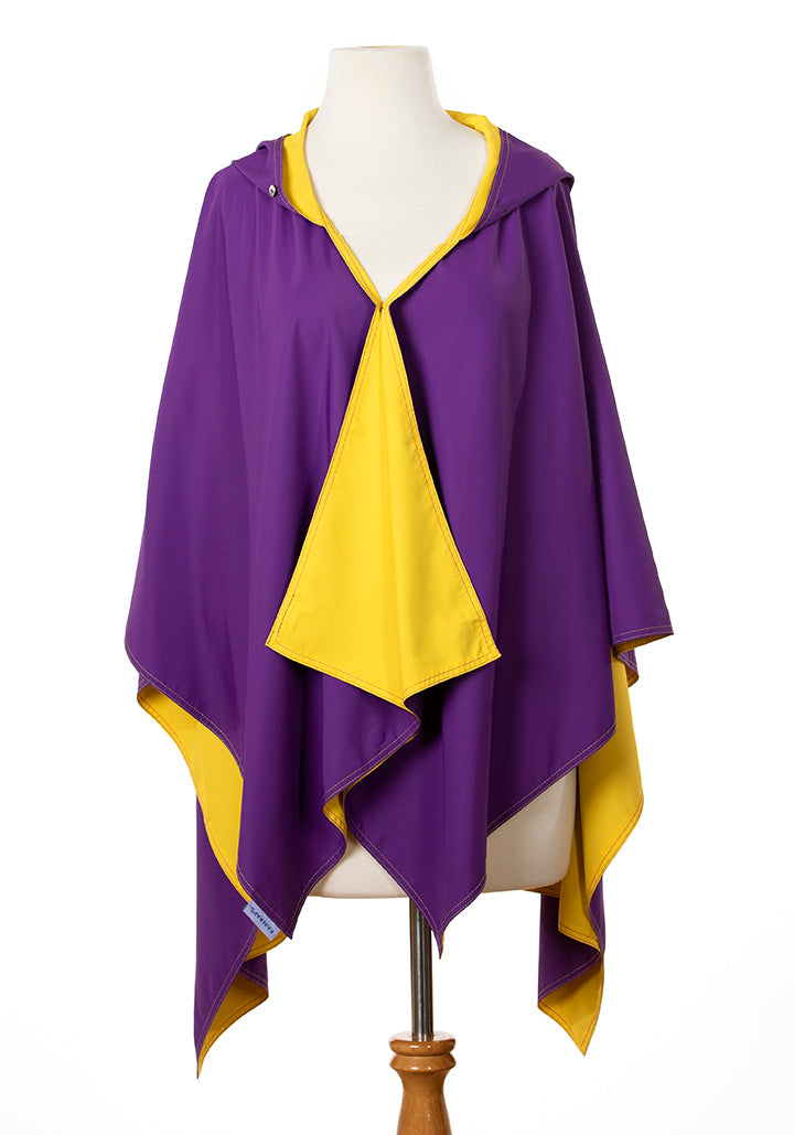 Hooded Purple & Gold RAINRAP - fashionable and practical rain gear by RAINRAPS