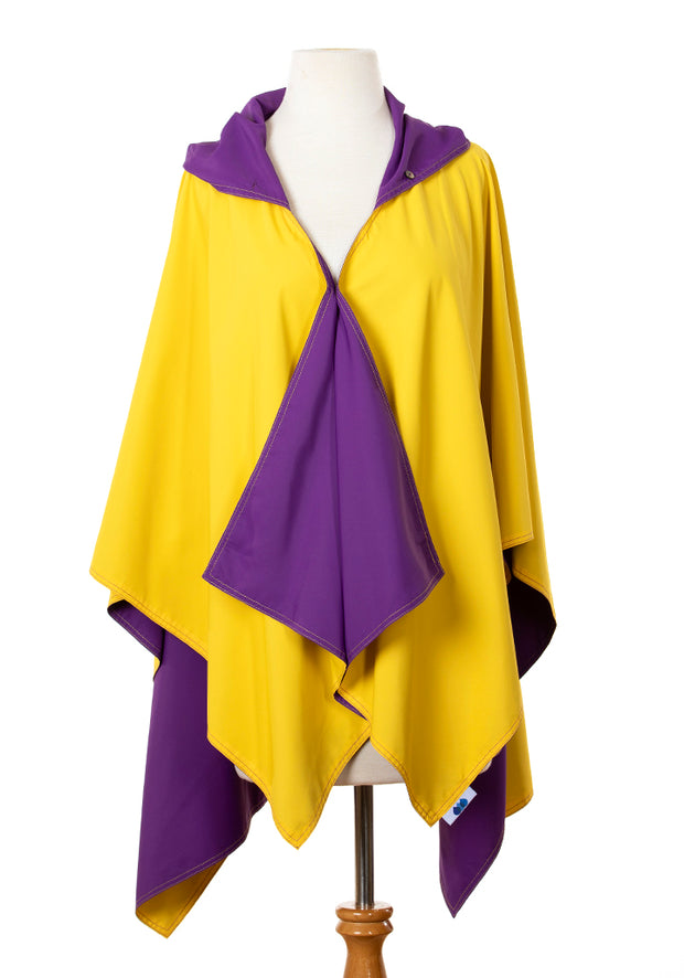 Hooded Purple & Gold RAINRAP - fashionable and practical rain gear by RAINRAPS