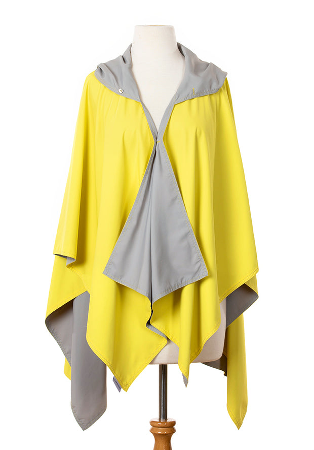 Hooded Yellow & Gray RAINRAP - fashionable and practical rain gear by RAINRAPS
