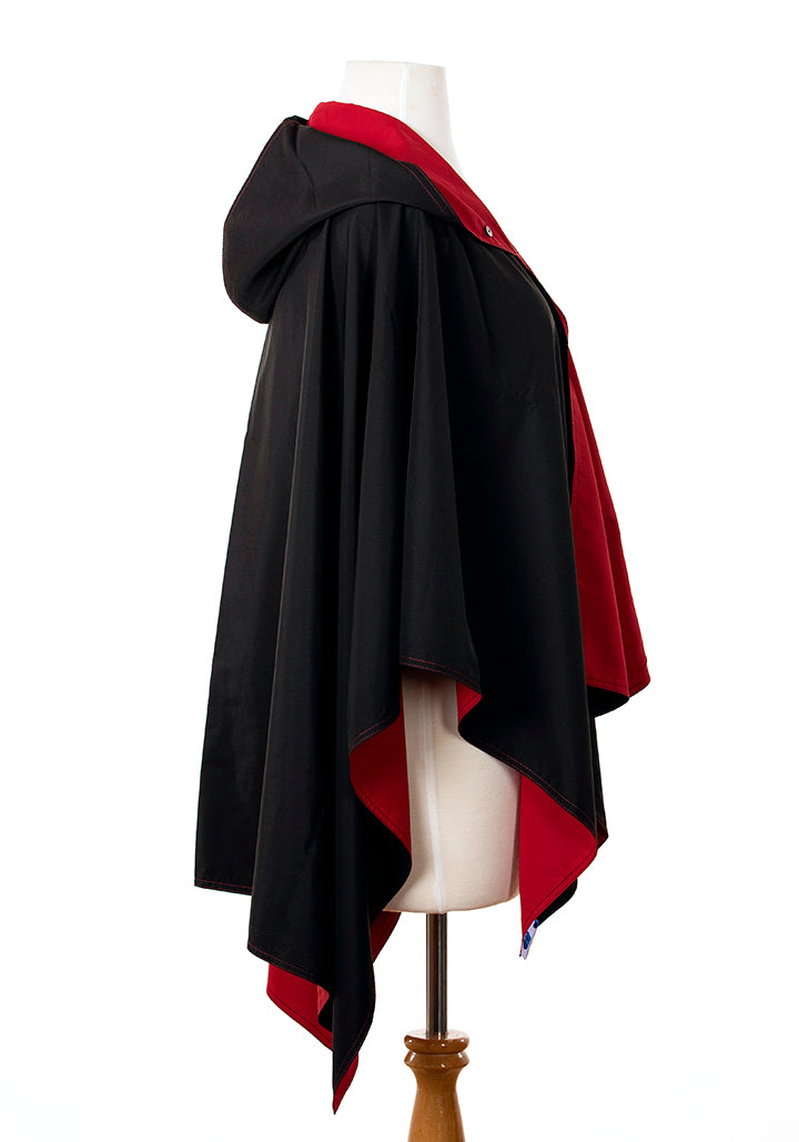 Hooded Black & Red RAINRAP - fashionable and practical rain gear by RAINRAPS