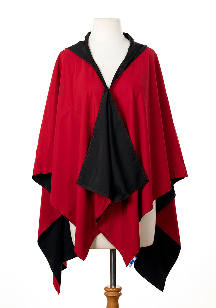 Hooded Black & Red RAINRAP - fashionable and practical rain gear by RAINRAPS