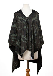 Hooded Black & Camouflage RAINRAP - fashionable and practical rain gear by RAINRAPS