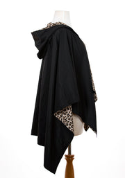 Hooded Black & Leopard RAINRAP - fashionable and practical rain gear by RAINRAPS