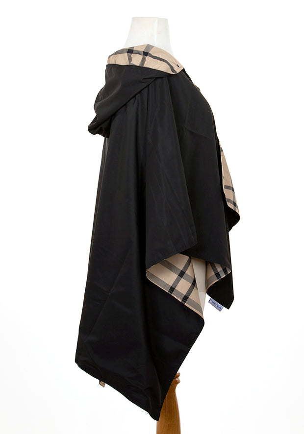 Hooded Black & Plaid RAINRAP - fashionable and practical rain gear by RAINRAPS