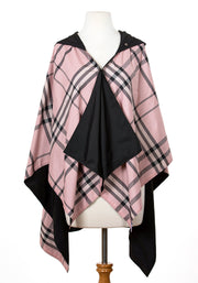 Hooded Black & Pink Plaid RAINRAP - fashionable and practical rain gear by RAINRAPS