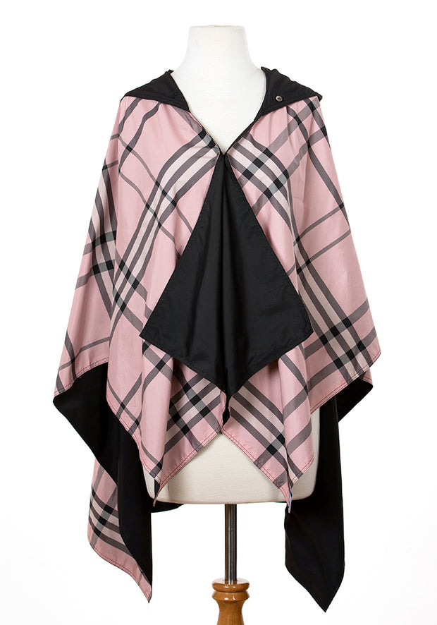 Hooded Black & Pink Plaid RAINRAP - fashionable and practical rain gear by RAINRAPS