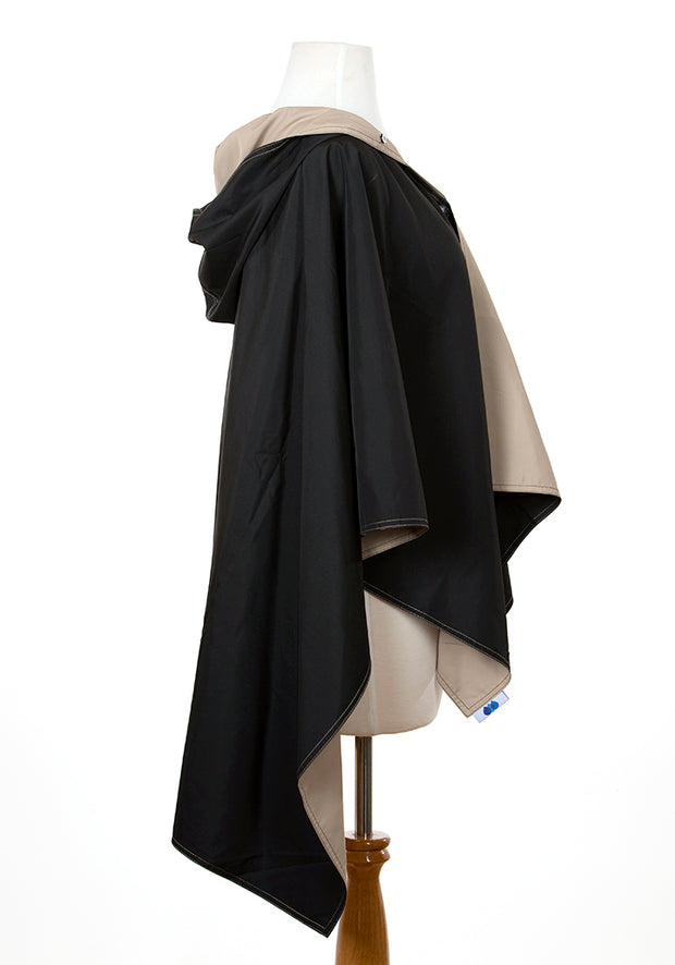 Hooded Black & Camel RAINRAP - fashionable and practical rain gear by RAINRAPS