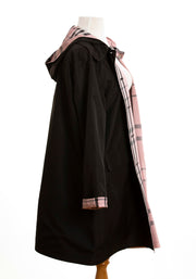 Black & Pink Plaid RAINTRENCH (with detachable hood) - fashionable and practical rain gear by RAINRAPS