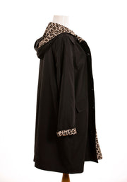 Black & Leopard RAINTRENCH (with detachable hood) - fashionable and practical rain gear by RAINRAPS