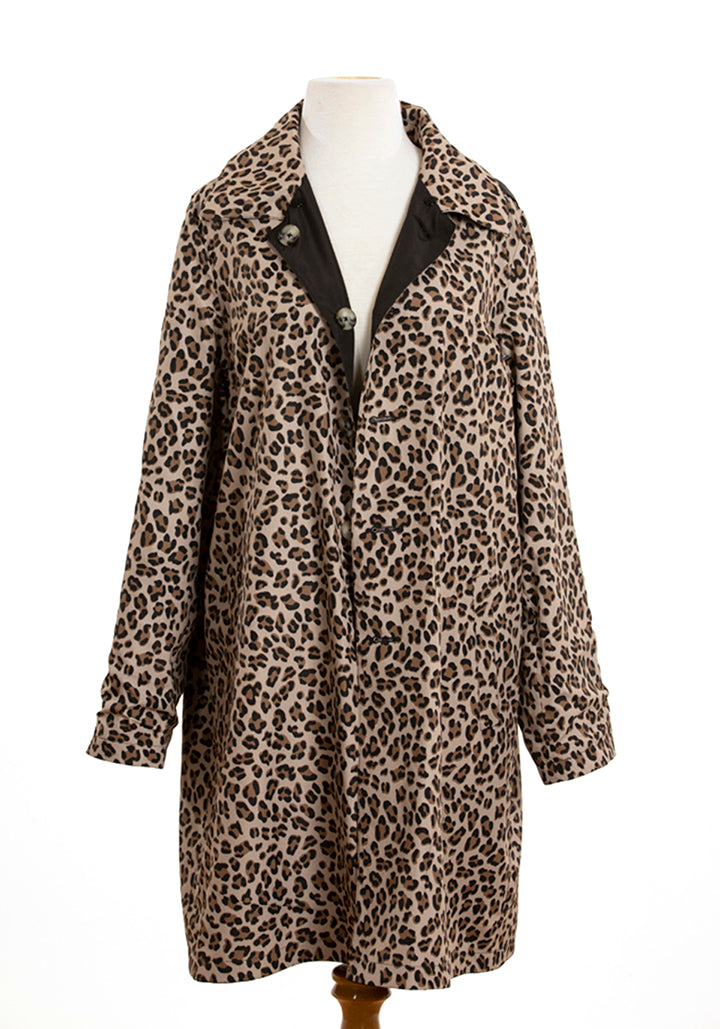 Black & Leopard RAINTRENCH (with detachable hood) | Rain Black & Leopard RAINTRENCH (with detachable hood) | Rain