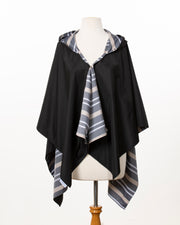Hooded Black & Cabana Stripe RAINRAP - fashionable and practical rain gear by RAINRAPS