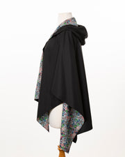 Hooded Black & Floral RAINRAP | Woman's Rain Poncho (Shipping February 1) - fashionable and practical rain gear by RAINRAPS