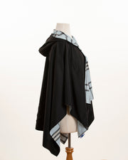Hooded Black & Light Blue Plaid RAINRAP (In stock February) - fashionable and practical rain gear by RAINRAPS