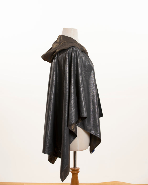Hooded Dark Gray Silver Metallic & Dark Gray Gold Metallic RAINRAP - fashionable and practical rain gear by RAINRAPS
