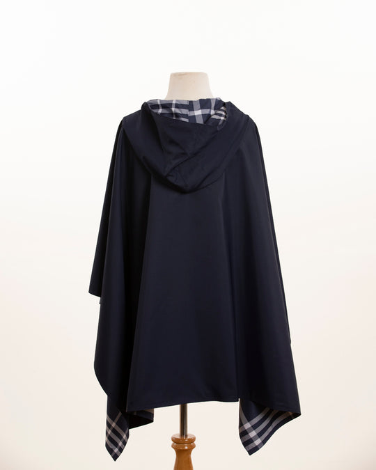 Hooded Navy & Navy Plaid RAINRAP (In stock February) - fashionable and practical rain gear by RAINRAPS