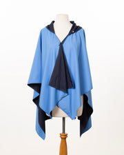 Hooded Navy & Periwinkle RAINRAP | Woman's Rain Poncho - fashionable and practical rain gear by RAINRAPS